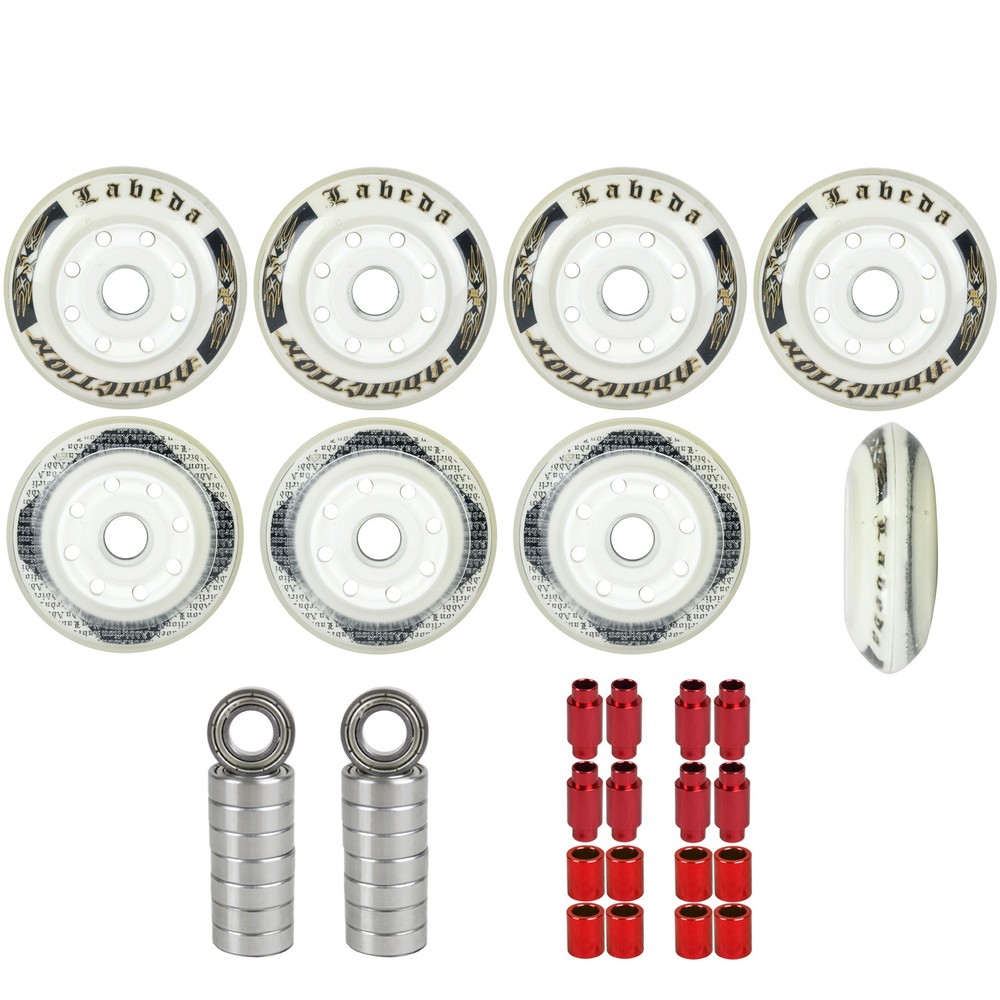 Labeda Addiction Wheels 72mm Roller Hockey 8-Pack with MICRO Bearings / Spacers