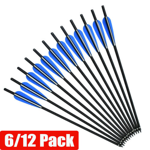 16-22″ Archery Crossbow Carbon Arrows Bolts Target Tips Hunting Shooting 6/12pcs