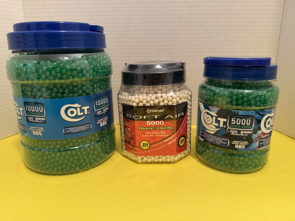 Lot of 3 New Colt + Crosman Airsoft BB Containers 20,000 Rounds Total