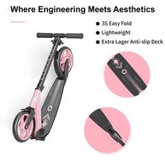 Commugo Kick Scooter adjustable for Ages 6+ Kid Teen Adult Foldable LightWeight