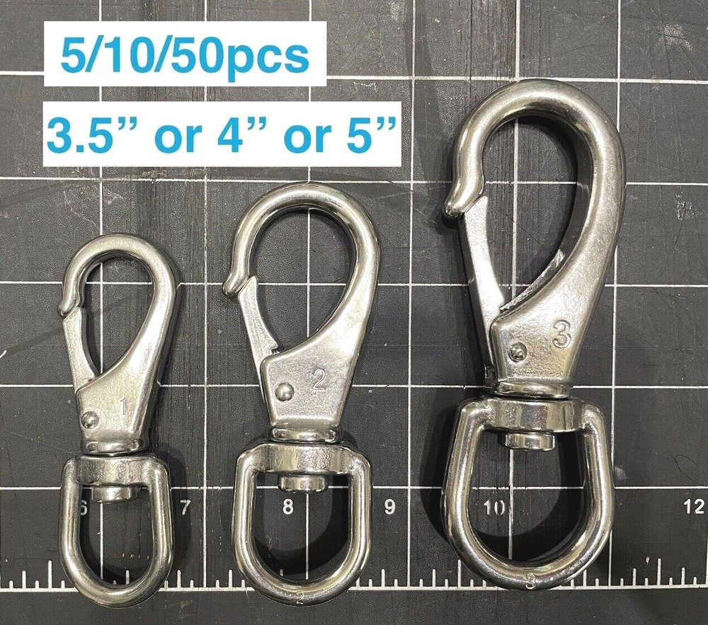 5/10/50pcs Swivel Eye Quick Snap Hook 3.5/4/5 Inch Stainless Choose Size and QTY