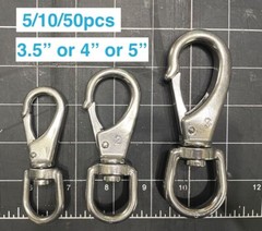 5/10/50pcs Swivel Eye Quick Snap Hook 3.5/4/5 Inch Stainless Choose Size and QTY