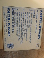 Smith and Wesson air gun accessories. Pellets, co2,(1970s) and B-Bs (later prod)