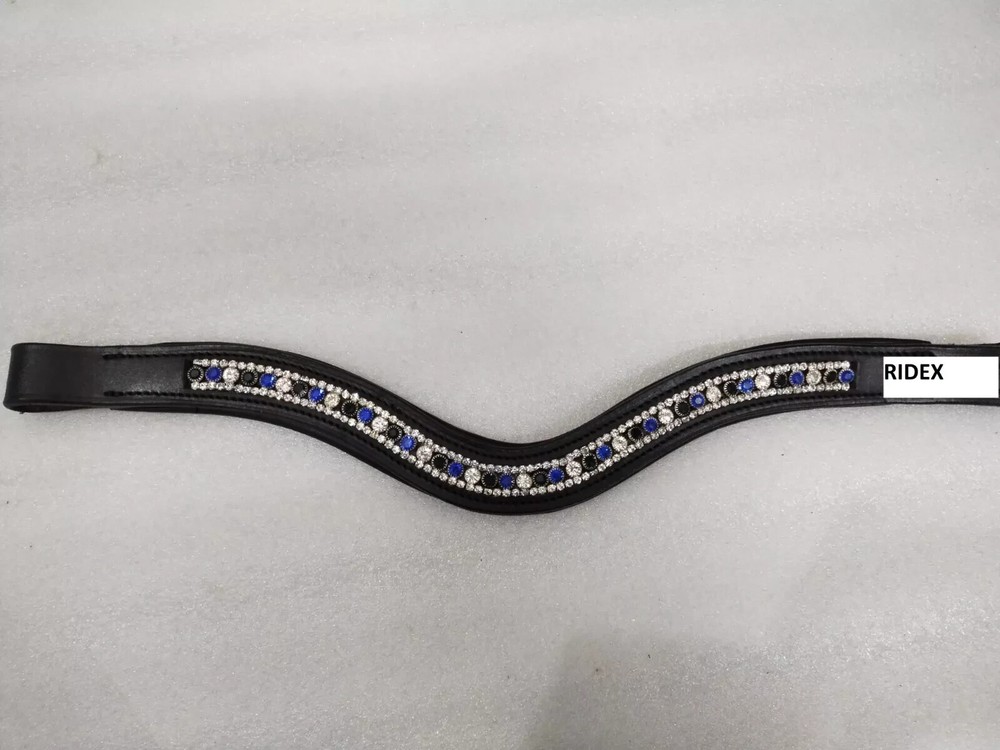 High Quality 3 Row Crystal Horse Leather Browband For Bridle.