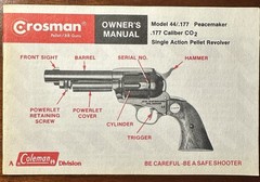 Crosman Original/Authentic PEACEMAKER 44/.177 Revolver Owner’s Manual – Rare
