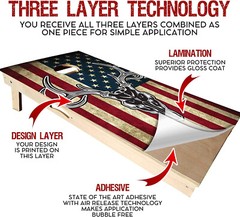 C201 Flag Deer Cornhole Board Wrap LAMINATED Wraps Decals Vinyl Sticker