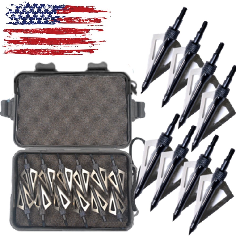 12x 100 Grain Archery Broadheads 2 Blade Arrowhead Crossbow Compound Bow Hunt