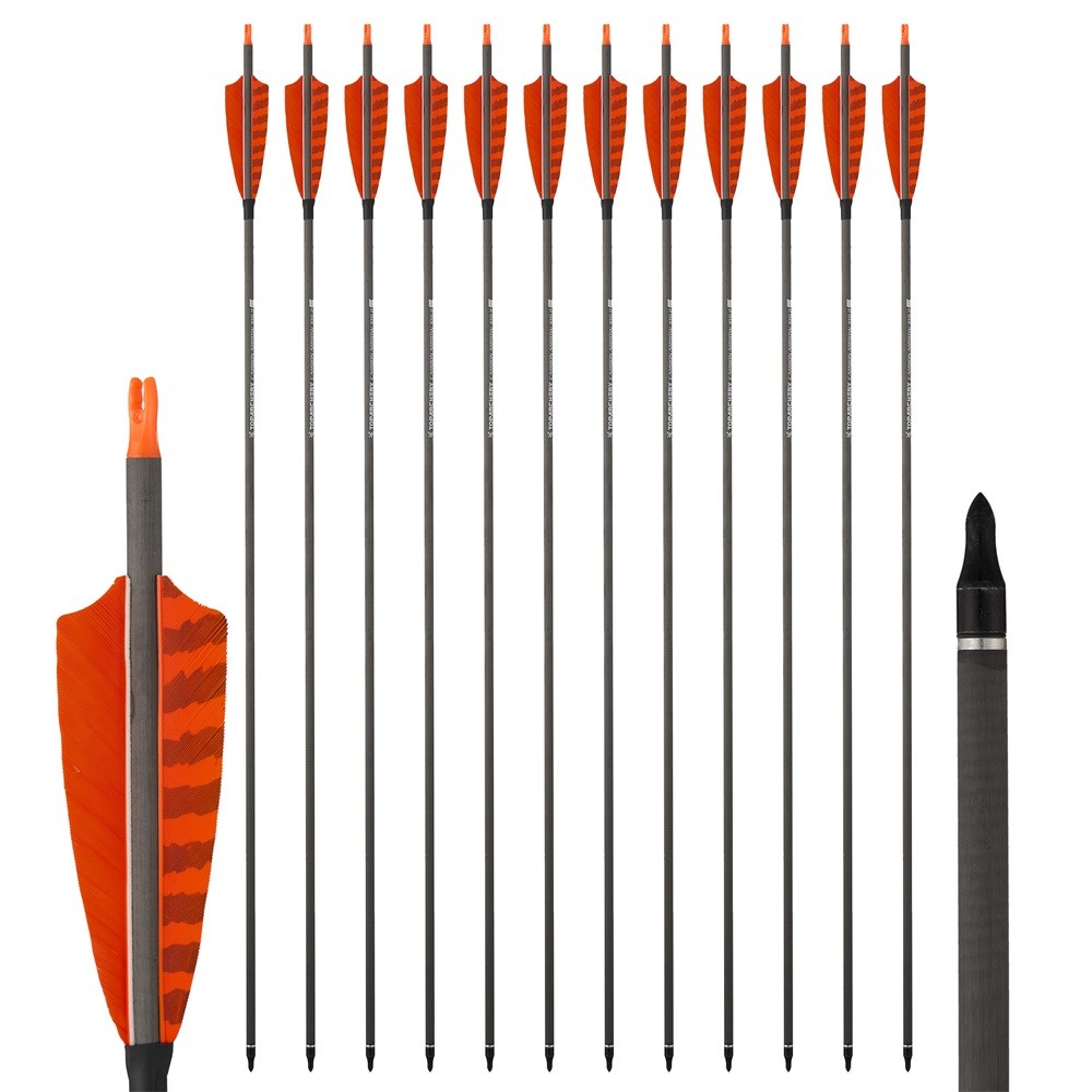 32″ Carbon Arrows SP400 Turkey Feathers for Recurve/Compound Bow Hunting Target