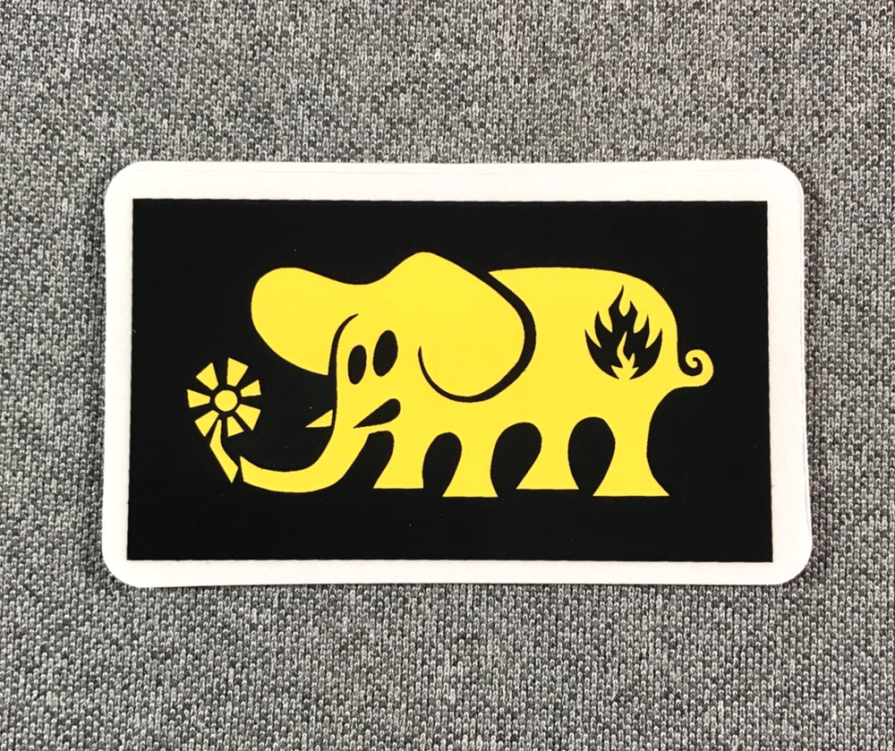Black Label Elephant Skateboard Sticker 3 inches yellow
