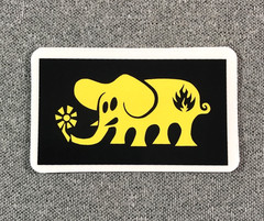 Black Label Elephant Skateboard Sticker 3 inches yellow