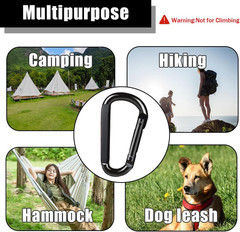 4 PCS Carabiner Clip, 860 Lbs-3″ Iron Heavy Duty Carabiner, Multi Purpose D Shap