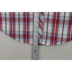 Wrangler Mens Short Sleeve Plaid Snap Button Western Shirt Red Blue