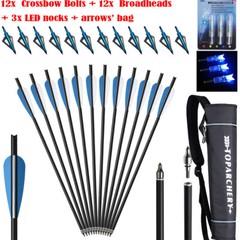 12PCS 20» Carbon Crossbow Bolts Crossbow Arrows 100 Grain Broadheads Hunting