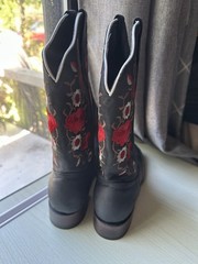 LUMA Women’s Black Western Cowboy Boots Floral Embroidery US Size 7