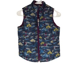 Ariat Girls Medium M Puffer Vest Navy Purple Equestrian Horse Rider Scene Zip Up