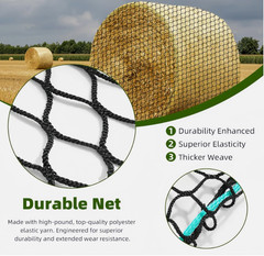 Knotless 5x5ft Round Bale Horses Hay Net 1.75″ Round for Livestocks Slow Feeder