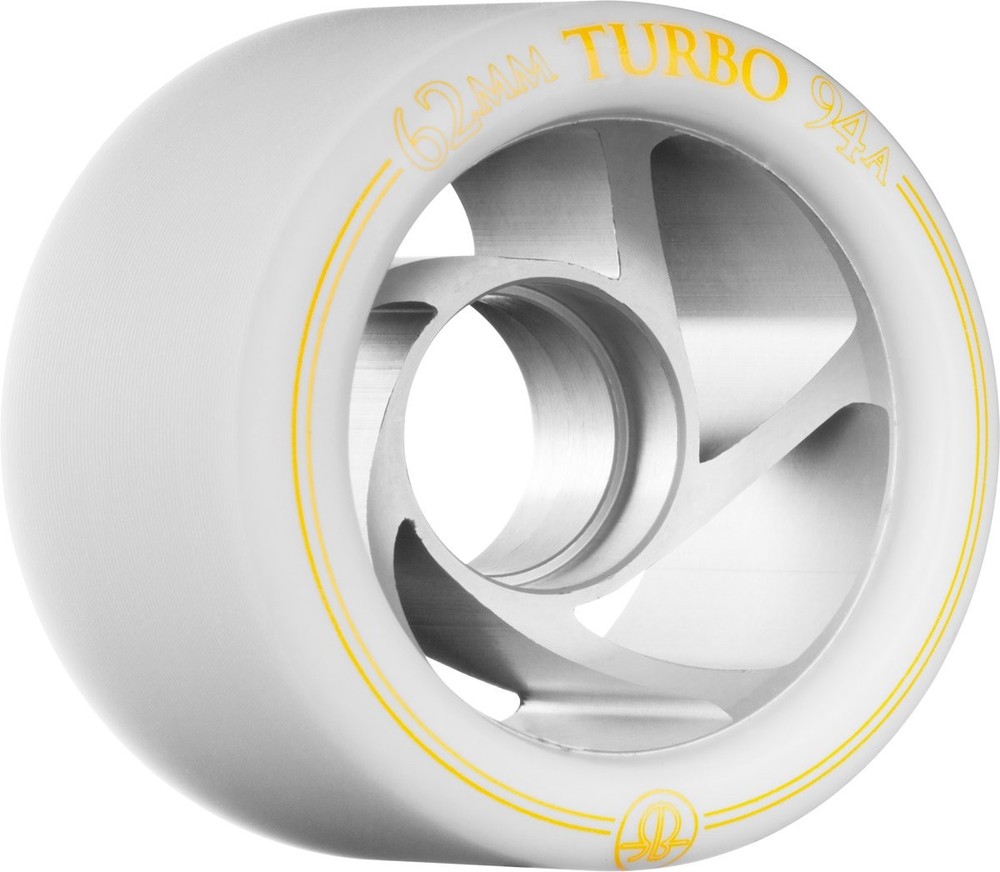 Rollerbones Turbo 62Mm X 94A White Speed/Derby Roller Skate Wheels W/Clear