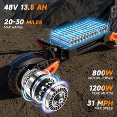 AOVOPRO Electric Scooter Adults 1200W Motor 31MPH E Scooters Dual Suspensions