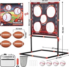 VROGTIK 2-in-1 Football Baseball Toss Game Kids 3-8 Backyard Beach Camping Toy