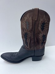 Vintage Dan Post Boar Leather Western Cowboy Boots Brown/Black US Men 13