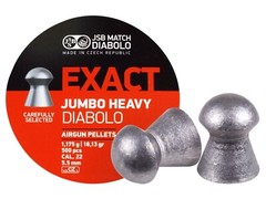 JSB Match 500 Count EXACT JUMBO HEAVY Domed 5.5mm .22 Caliber Airgun Pellets