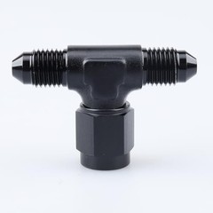 -3 AN Male Flare Tee Fitting Adapter with AN3 Female Swivel On Side 3AN Black