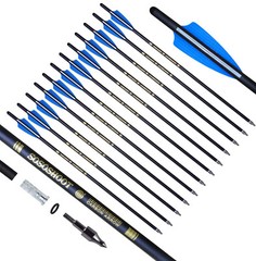 US 12Pcs 20″ Crossbow Bolts Carbon Arrows Half Moon Nocks 8.8mm Hunting Shooting