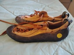La Sportiva Mythos Climbing Shoes Mens 10 Beige Leather Rock Climbing Italy