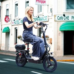 Electric Folding Scooter 48V 500W 14″ Tires w/ Basket Commuter E-Bike 20MPH #