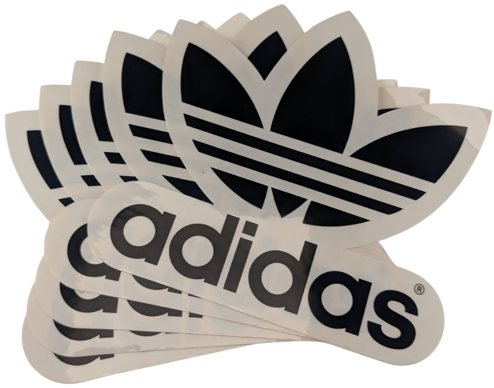 Adidas Trefoil vinyl transfer decal black on white adhesive logo sticker x5