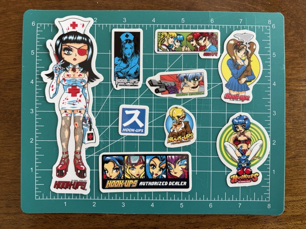 Hook Ups Vintage Sticker Collection – 9 Stickers Skateboard Lot #5