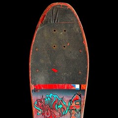 Vintage 1989 Schmitt Sticks Chris Miller “Faces” Skateboard Deck Used