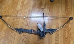 Vintage PSE Compound Bow Set PSE Laser Magnum with Bowfishing Retriever