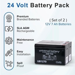 24 Volt SLA Rechargeable Battery Packs, Electric Scooters and Ride-On Toys, 7 Ah