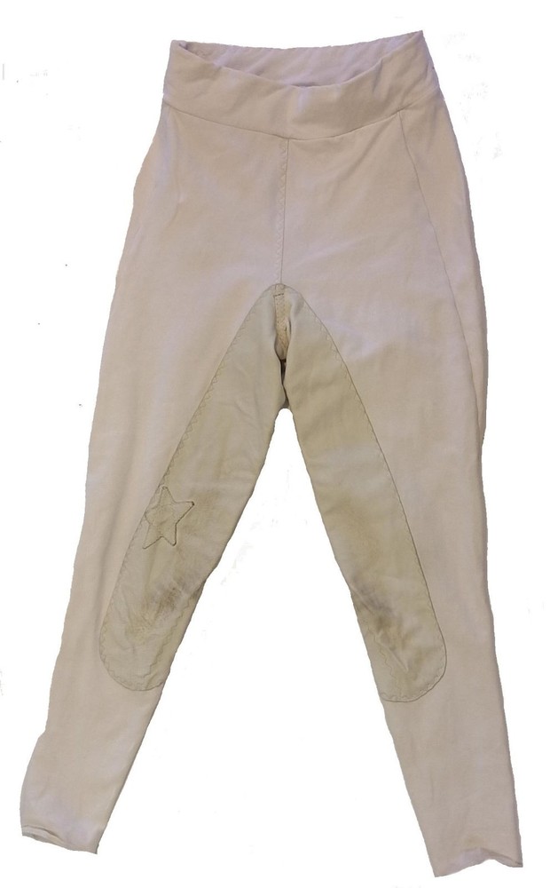 Equissentials White leather seat Equestrian riding tights, size 28