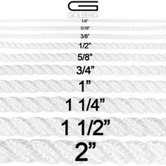 GOLBERG Twisted Polyester Rope – White – Low Stretch, High Strength – USA Made