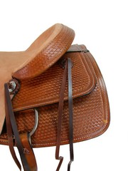 USED WESTERN SADDLE HORSE PLEASRE TRAIL RIDE HARD SEAT ROUGH LEATHER TACK 17 18