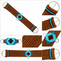 Horse Western Saddle Tack 17 Strand Brown Cotton Acrylic Aztec Cinch Girth 9799
