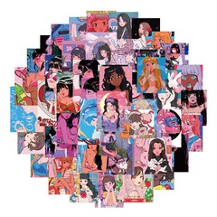50pcs Cartoon Girls Sticker Pack For Water Bottle,Laptop,suitcase,Journaling