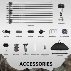 Archery Compound Bow For Adults and Teen,0-70Lbs,Adjustable Hunting Training Set