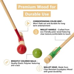 8 Players Croquet Set with 32In Regulation | 28In Standard Size Rubber Wood Mall