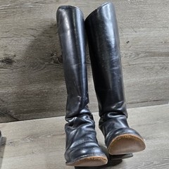 Dehner Custom Equestrian Riding Tall Boots Mens Black Leather Vintage Size 17″