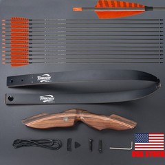 60″ Takedown Recurve Bow 25-60lbs Archery Hunting Arrows for RH Shoot Target Bow