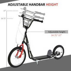 Teens Youth Kick Scooter Height Adjustable Inflatable Tires Ride On Toy For 5+