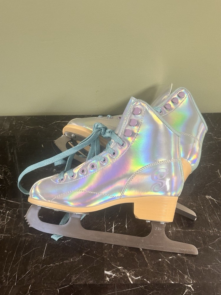 Candi Girl Ice Skates Size 4 Hologram Chameleon Multicolor