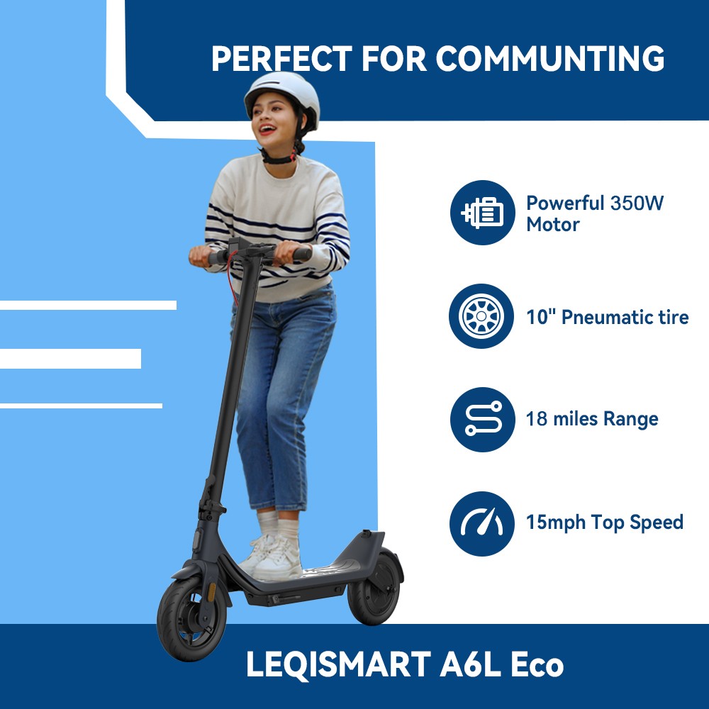 LEQISMART 10Inch A6L ECO 350W Motor 10 Inch Tires 19 Miles Range Commuter