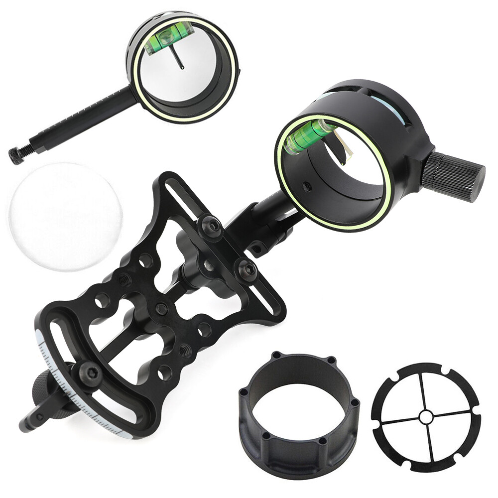 Archery Sight Compound Bow Single 1 Pin 4X 6X 8X Lens 0.019″ Adjustable Hunting