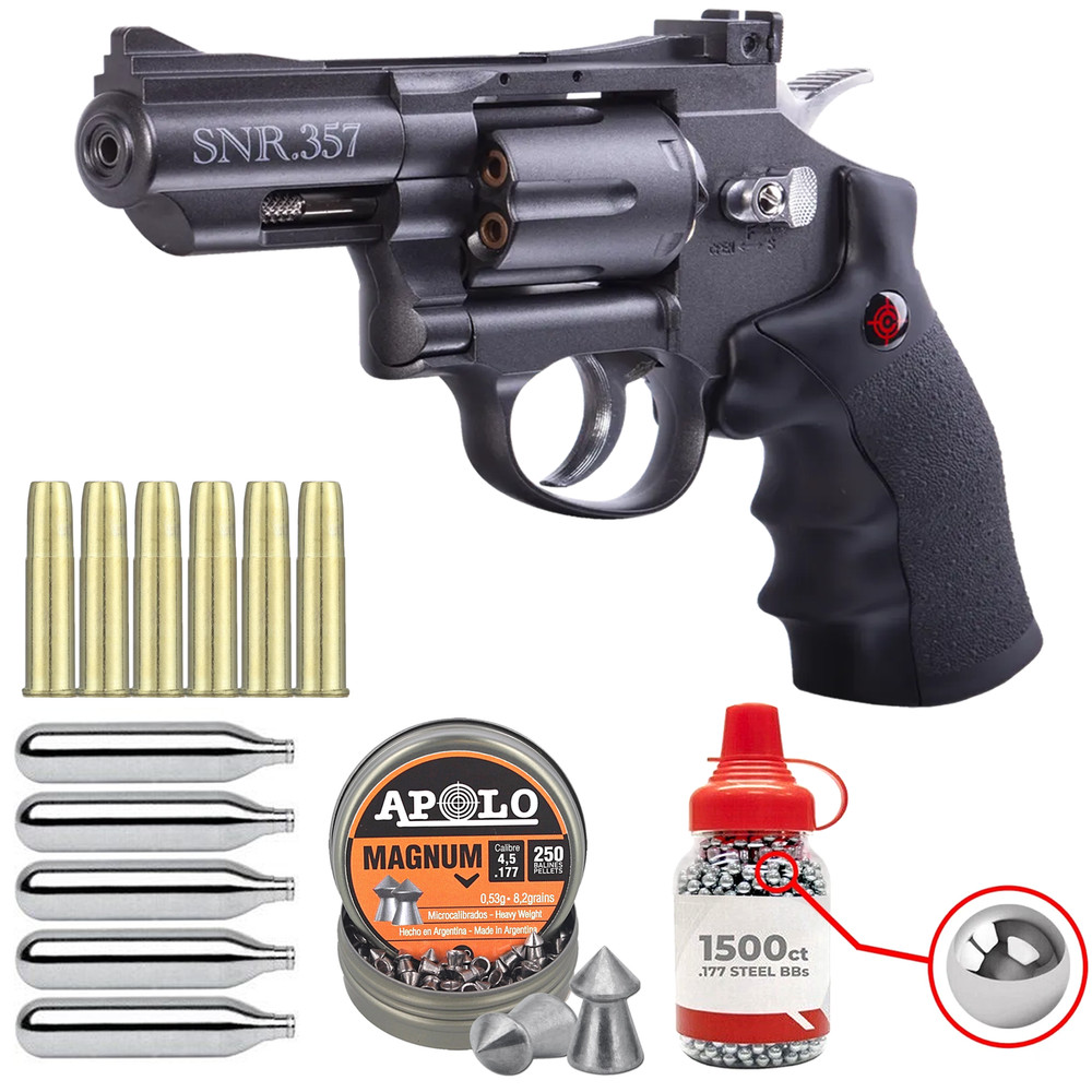 Crosman SNR357 .177 Cal Air Pistol CO2 BB Gun w/ 250 Pellets, 1500 BBs & 5 CO2