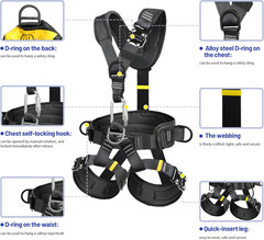 Climbing Belts, Thicken Professional Half Body Safety Belt Climbing Gear for Tre