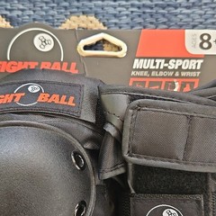 NEW Eight Ball Multi-Sport Knee Elbow Wrist Pad Set Black Ages 8+